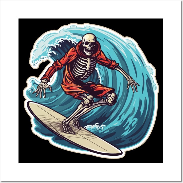 Skeleton Surfer - Thrill Seeker Wall Art by VelvetRoom